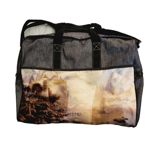 COPY - Thomas Kincaide Duffle Bag  Lighthouse Landscape Adjustable Strap Zipper… - Picture 1 of 5